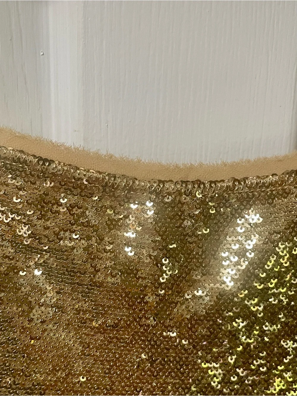 Free People Intimately Dress Medium Mini Sequin Party Cocktail Gold Straps - Picture 7 of 10